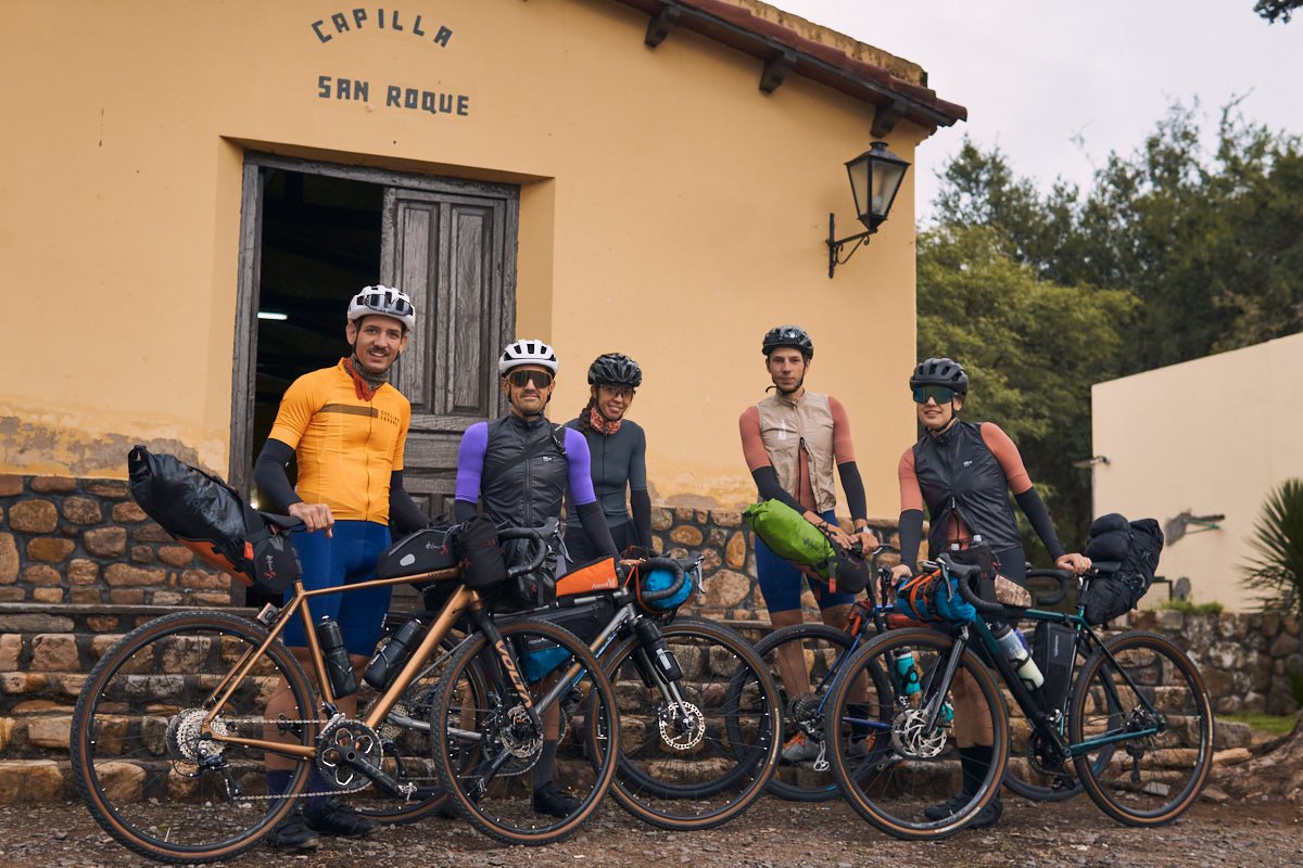 five cyclist during a bike trip